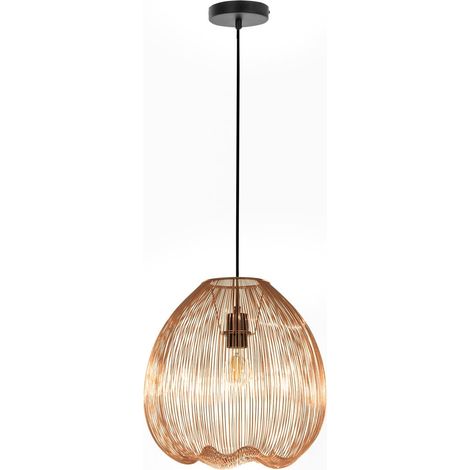 Lampada a Sospensione 35x35xH150 cm in Metallo Jaula Ottone Lucido (1/3)