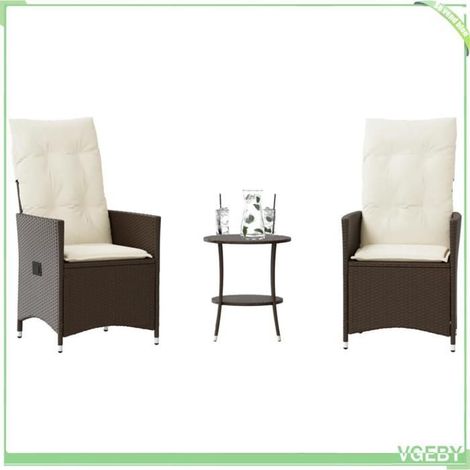 Ensemble de bistro 3 pcs - FAFEICY - 365653 - Marron - Dossier réglable - Coussins amovibles (1/5)