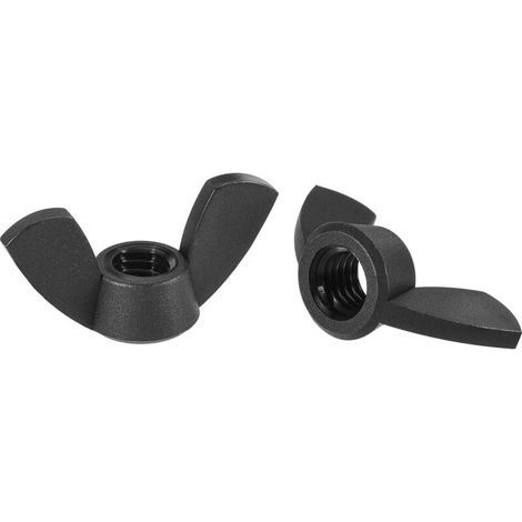 M8 Écrou Papillon Écrous à Oreilles Nylon Main Torsion Serrage Attaches Noir 12pcs (1/5)