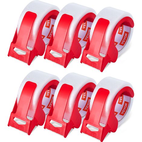 VEVOR Nastro da Imballaggio Trasparente, Anima 76,2 mm 6 Rotoli, 47,8 mm x 65 Iarde di Nastro da Imballaggio con Distributore, Nastro da Imballaggio Resistente da 0,068 mm per Traslochi, Spedizione