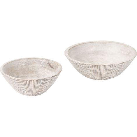 Lot de 2 Bols à Fruits Moderne en Bois de Manguier Fait Main Marron Clair Siwa