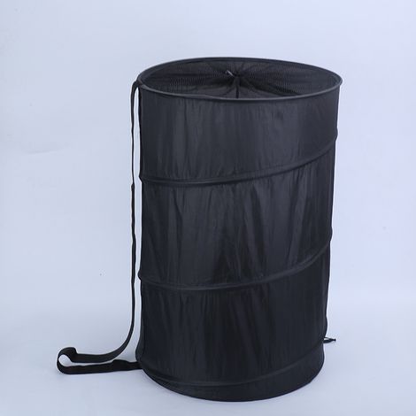 Cesta de almacenamiento grande para ropa sucia con cordón y cubo telescópico, ideal para guardar juguetes y otros objetos, disponible en una sola pieza (negra, diámetro 46 x 70 cm). (1/5)