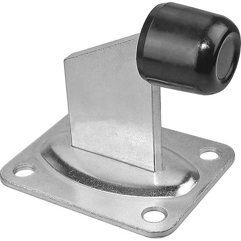 Door stop with rubber stop, 100 x 80 mm, for rolling gates, swing gates and heavy doors, floor stopper, door stopper, white (1/5)