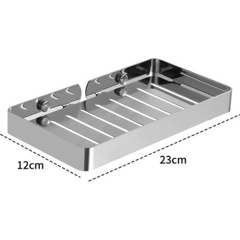 Punch-free bathroom shelf, 304 stainless steel wall-mounted soap dish (long silver)