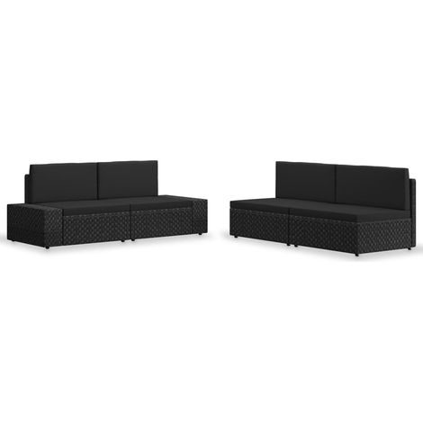 Juego de muebles de jardín 4 piezas ratán sintético negro vidaXL (1/5)