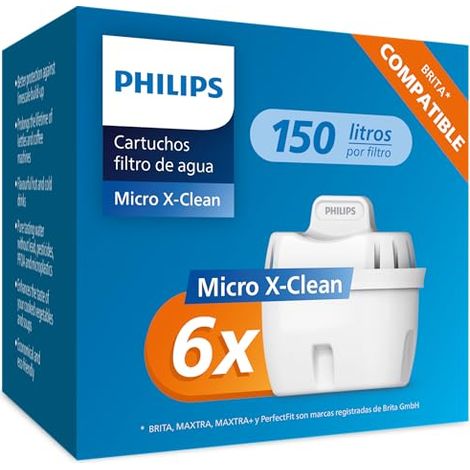 Philips Micro X-Clean Juego de 6 Cartuchos de Filtro de Agua