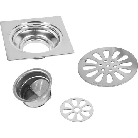 Bonde de sol carrée épaisse en acier inoxydable avec bouchon anti-odeurs pour salle de bain, crépine (Type 3) (1/5)