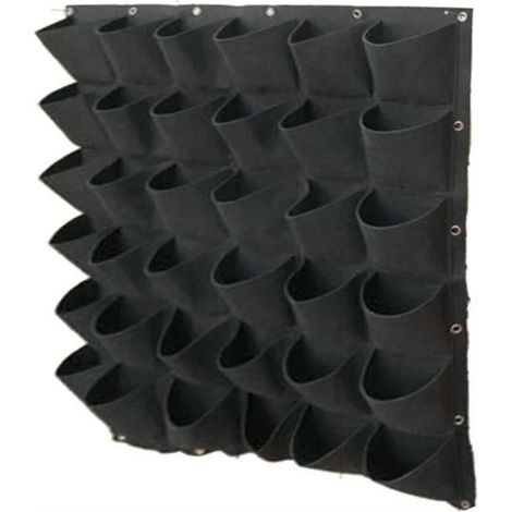 Sac À Plantes Murale - 36 Poches En Feutre Résistant Et Écologique - Pour Extérieur Ou Intérieur - Noir - 1 Pièce (1/4)