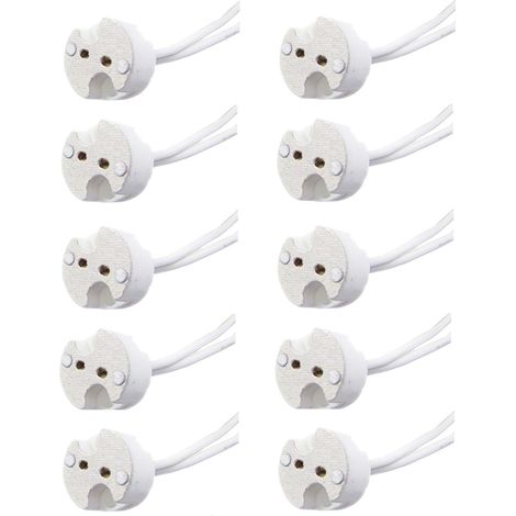 Lot de 10 douilles MR16 pour ampoules halogènes et LED, compatibles avec toutes les douilles GU5.3, culot en céramique avec fil de silicone. Convient également aux douilles MR11 et G4.