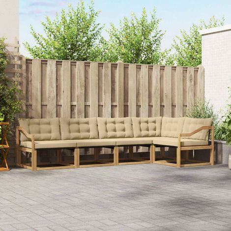 vidaXL Outdoor-Sofagarnitur mit Kissen 5 pcs Weiß und Beige (1/5)