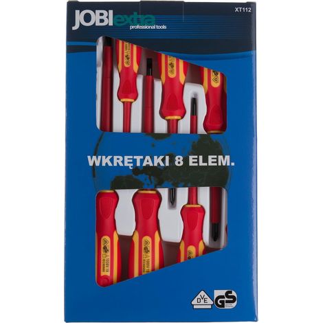 Jobi, Modell WXT112, Set of 8 Elektriker-Schraubendreher, ideal für Elektroarbeiten, hohe Haltbarkeit und Stärke, ergonomisches Design