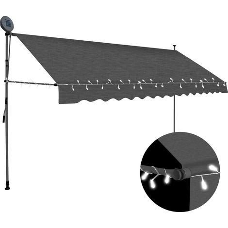 Auvent manuel rétractable  Store banne  Marquise avec LED 350 cm Anthracite NDTN6120363 (1/5)