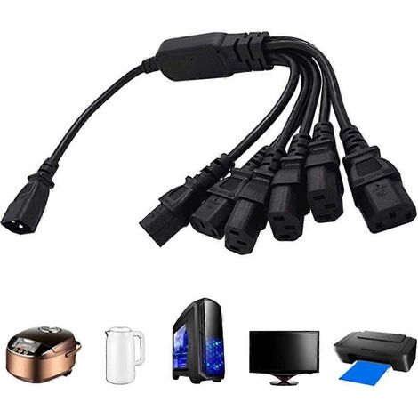 Câble d'extension d'alimentation IEC320 de 150 cm avec répartiteur C14 vers 6xC13 pour moniteur UPS et PDU (1/4)