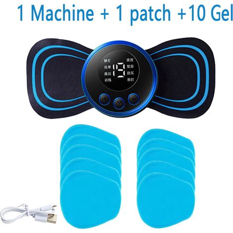 EMS-Elektromassagegerät für Nacken und Rücken mit LCD-Bildschirm, 8 Modi, pulsierender Muskelstimulator, tragbar, Schmerzlinderung 01067-AquaForge
