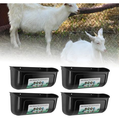 Contenedores de alimento y agua para aves de corral y animales pequeños – 4 contenedores grandes con correas – plástico PP, 900 g, negro – ManoMano (1/5)