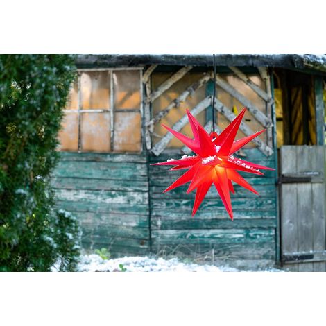 Étoile de Noël lumineuse 55cm pliable rouge 18 branches minuterie