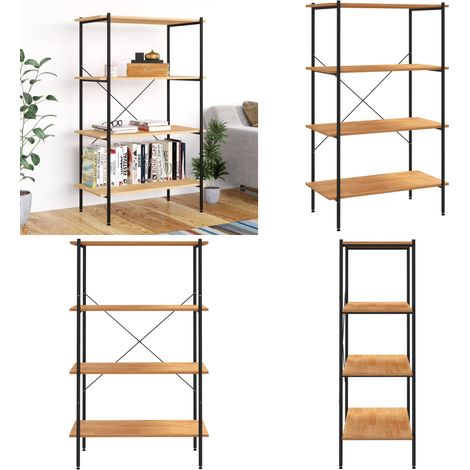 Estantería de 4 niveles negro y roble 80x40x130 cm - Estantería de oficina - Estantería de almacenamiento