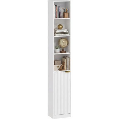 HOMCOM Bookcase Adjustable Shelf 6-Tier White Wood Effect (1/5)