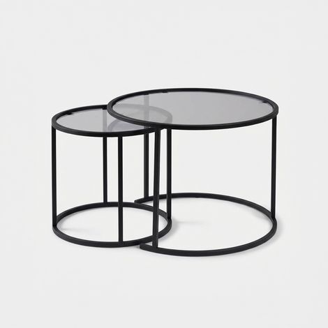 Set Couchtische aus Rauchglas und Metall Aurum Fumé 60 - Schwarz (1/5)