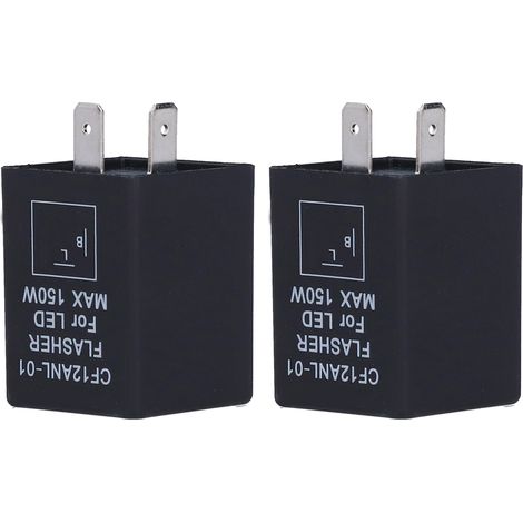 Lampeggiatore a LED, 2 pezzi 0,1 A 12 V CC Relè lampeggiatore elettronico a LED a 2 pin, normalmente aperto, sostituzione diretta del relè lampeggiatore per indicatori di direzione dell'auto.
