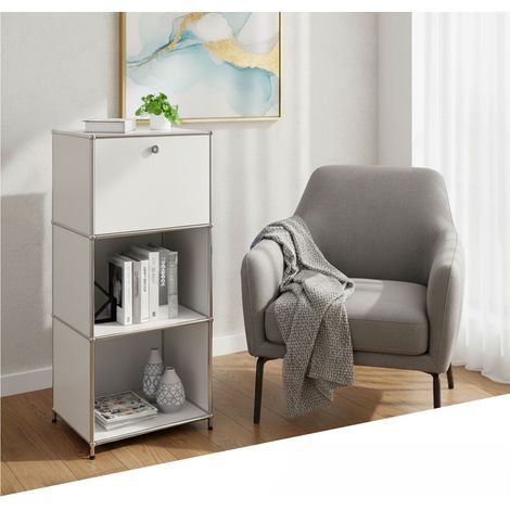Rangement stylé et épuré – Étagère en métal chromé, 50 x 40 x 121 cm, Blanc (1/5)