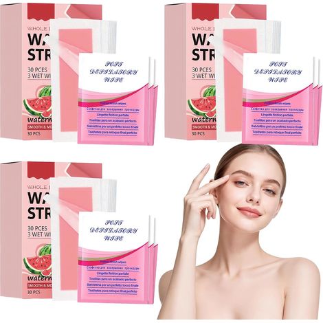 90PCS Bande Epilation Visage Bande De Cire Visage Bande Cire Froide,convient pour les sourcils et les lèvres, le visage et tout le corps