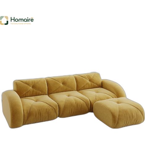 Canapé modulable en chenille jaune 281 x 171 x 76 cm HOMAIRE (1/5)