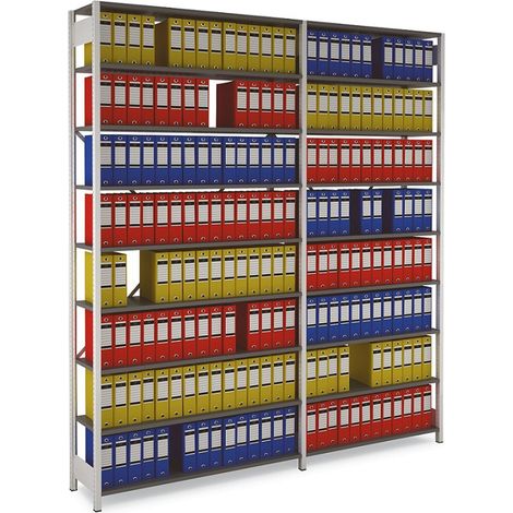 PROVOST - Rayonnage métallique Proclass pour boîtes d'archives - Grande hauteur (245 cm) - 9 niveaux - Blanc (1/3)