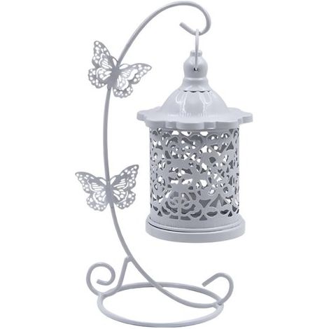 Candelabro hueco de hierro forjado,1013,523,5 cm,Candelabro con gancho de mariposa,Candelabro con forma de jaula de pájaros (1/5)