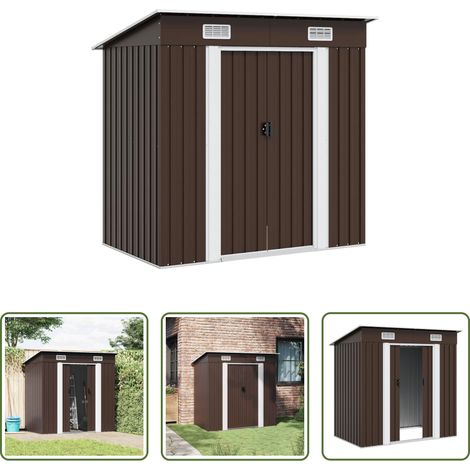 vidaXL Abri de jardin outils - Abri de stockage pour jardin Marron 194x121x181 cm Acier (1/5)