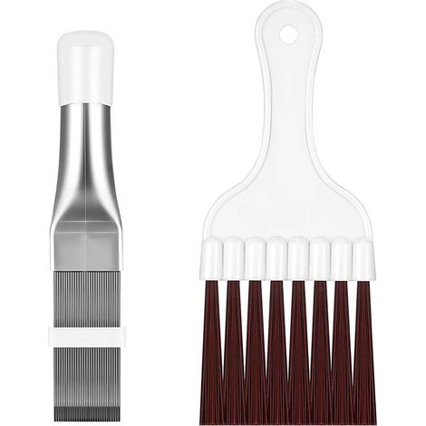 Brosse de nettoyage pour condenseur, ensemble de 2 pièces, dents de peigne en acier inoxydable et en plastique, adaptée à l'entretien des sèche-linge à pompe à chaleur, des échangeurs de chaleur (1/5)