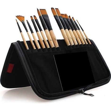 royaluxe -14 pièces pinceaux de peinture acrylique ensemble de pinceaux aquarelle avec étui à crayons pour les artistes de l'école peinture dessin