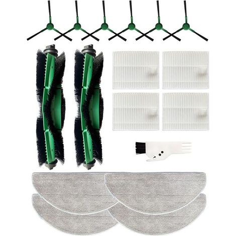17 Pièces Accessoires pour iRobot Roomba 105 Combo/Roomba Combo Essential Y0112/Y011240/Y0110/Y0140/Y014020/Combo 2 Essential: 2 Brosses Principales 6 Brosses Latérales 4 Filtres 4 Chiffons (1/5)