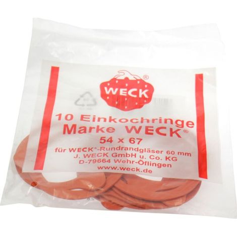 Lot de 10 joints toriques en caoutchouc 54 x 67 mm – Pour bocaux de conservation ronds Ø 60 mm – Fermeture hermétique – Weck (1/5)