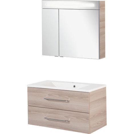 Fackelmann B.clever Badmöbel Set 3-teilig, 90 cm, Braun hell-09817 (1/5)