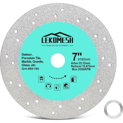 Disque diamant carrelage 180mm coupe verre diamant - lames diamantées pour granit, marbre, pierre, dalles roche et carrelage. Disque carrelage haute performance (1/5)