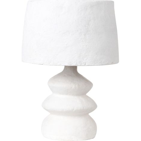 Lámpara de mesa artesanal de papel maché blanco Arapey