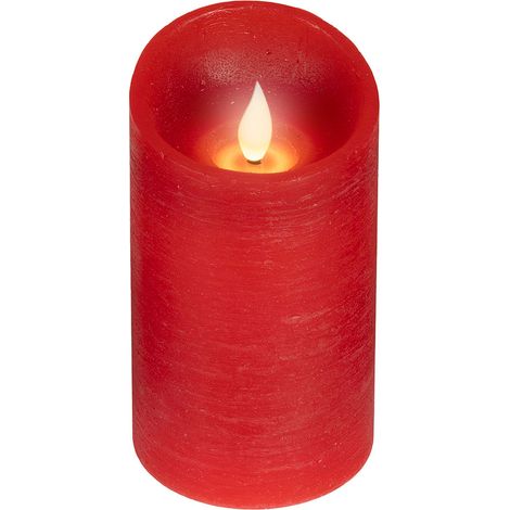 Bougie Led En Cire, à Sommet Incurvé, Couleur Rouge ø7,5 X 12,5 Cm