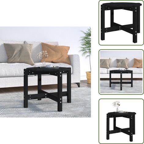 Table basse Noir Ø 62,5x45 cm Bois massif de pin - Table Basse - Meuble Salon - Table Ronde - Bois Massif - Pin (1/5)