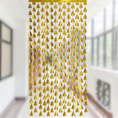 rideaux Mtalliques En Forme D'arbre De Nol - Or - 1m2m, Glands Brillants, Rideaux Glands En Aluminium, Portes Et Fentres Brillantes Pour La Dcor (1/5)