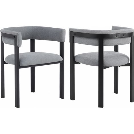 2 Esszimmerstühle aus grauem Chenille mit modernem, umschließendem Rückenlehnen-Design (1/5)