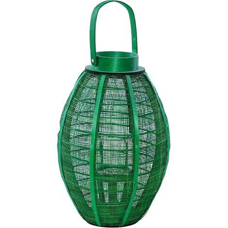 Lanterna in paglia verde, Ø12H42 cm (1/2)