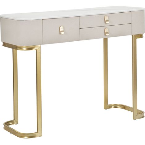 Console Effet Marbre "Beauty" 100cm Crème & Or (1/5)
