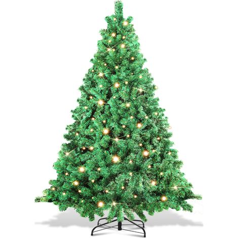 SWANEW Albero di Natale Aghi di abete con supporto 180cm Floccatura da esterno con LED bianco caldo (1/5)
