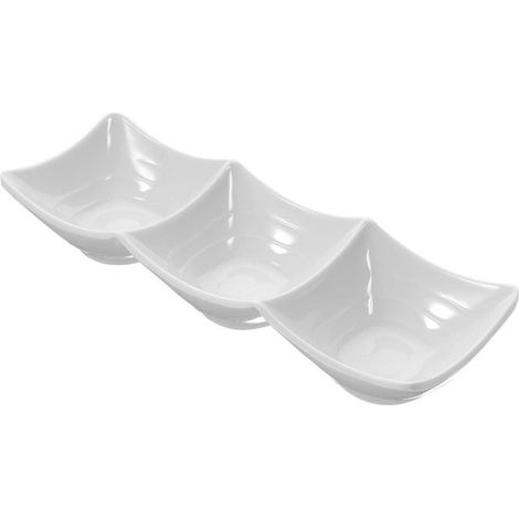 longziming - Plat de service à trois compartiments - Bol à sauce séparé - Plat à collation - Compartiments étanches - Lavable au lave-vaisselle - Design compact de qualité alimentaire - Idéal pour les (1/5)