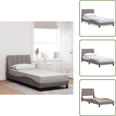 Bettgestell ohne Matratze Taupe 90x200 cm Stoff - Bettgestell - Bettgestelle - Bettrahmen - Bett (1/5)