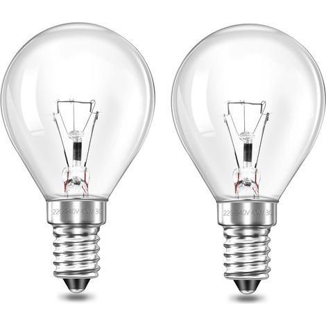 E14 Dimmable G45 Globe Bulb for Oven 300 Degree Resistant, Warm White 2700K, 400LM, P45 Microwave Lamps, Lava Lamp, Pack of 2 (1/5)