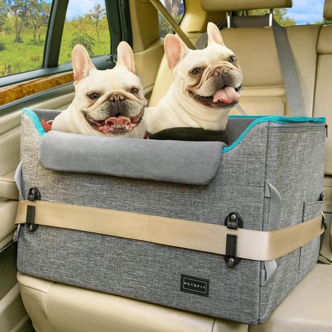 Hund Autositz Sitzerhöhung für kleine/mittlere Hunde, 2-in-1 Hundebett Auto, Grau (1/5)