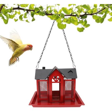 Red Hanging Bird Feeding Tableware  Multi-Use Cage & Outdoor Bird Feeding Tool