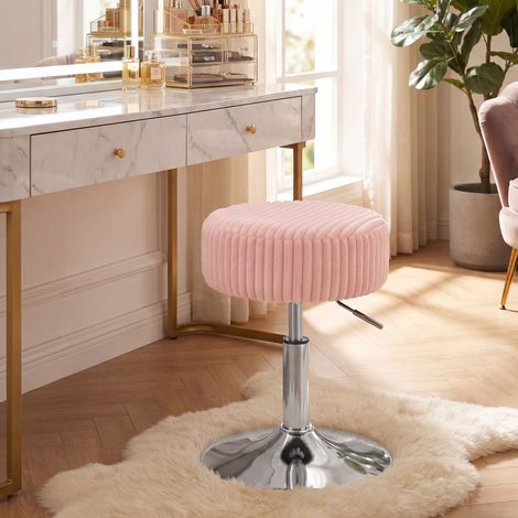 Tabouret de Coiffeuse Pivotant 360°, Siège Épais Réglable, 38,5 x 38,5 x 44-56 cm, Rose (1/5)